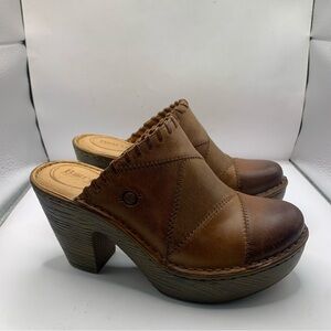 Born Brown Leather Mules